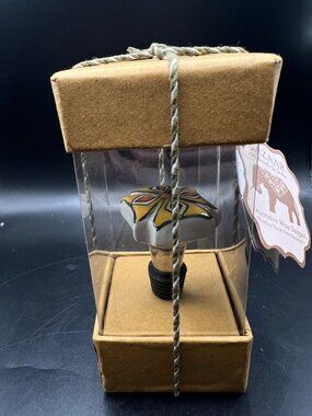 New Decorative Ceramic Wine Stopper Handpainted Floral Design Gift Box yellow